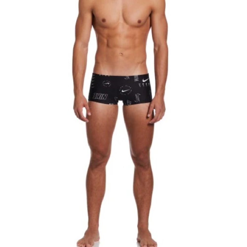 Nike black square cut men’s logo swim